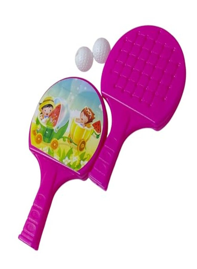 JNil Table Tennis Badminton Racket Set with Ball for Kids to Play Gift Item Multi Color Pack of 1 (Pink) - Image 5