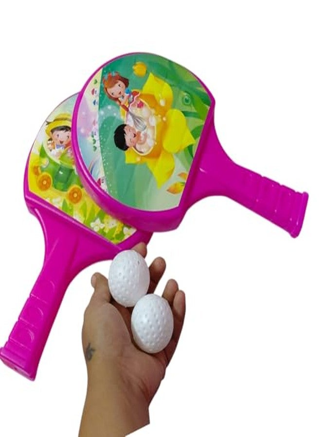 JNil Table Tennis Badminton Racket Set with Ball for Kids to Play Gift Item Multi Color Pack of 1 (Pink) - Image 4