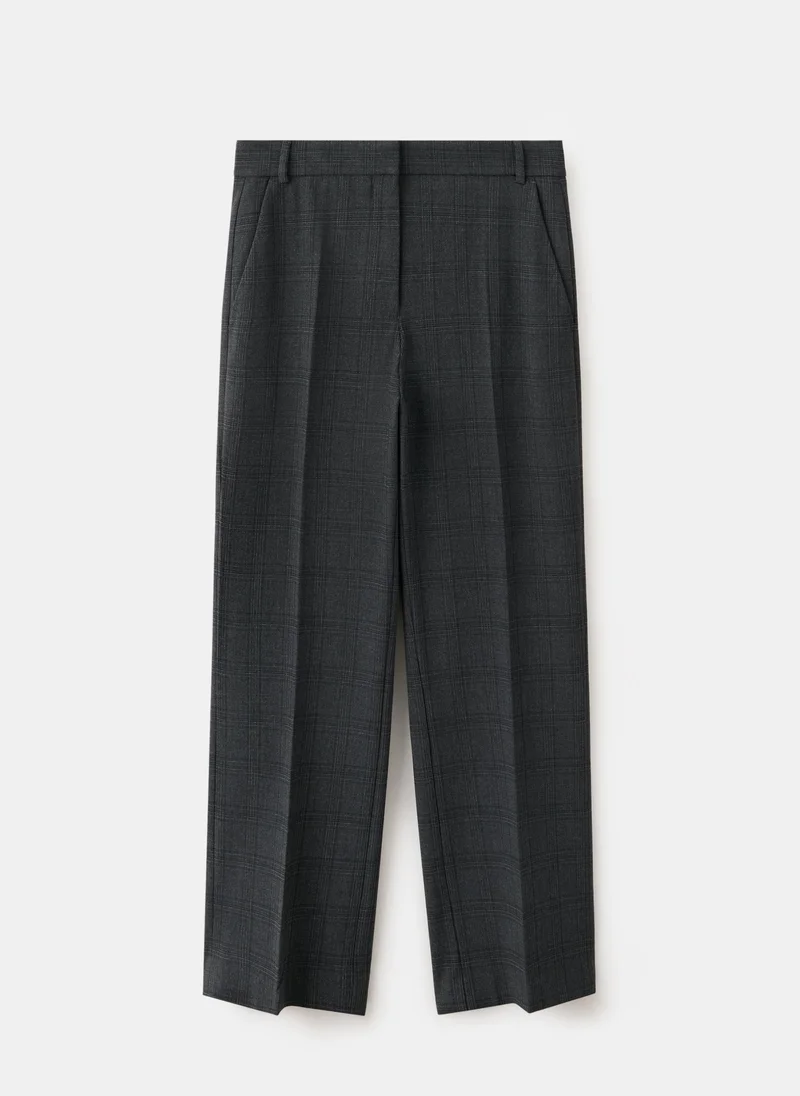 Mango 92-GRIS Straight Mid-Rise Trousers for Women | Best Price UAE