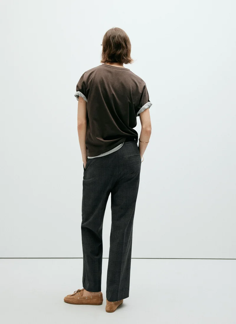 Mango 92-GRIS Straight Mid-Rise Trousers for Women | Best Price UAE