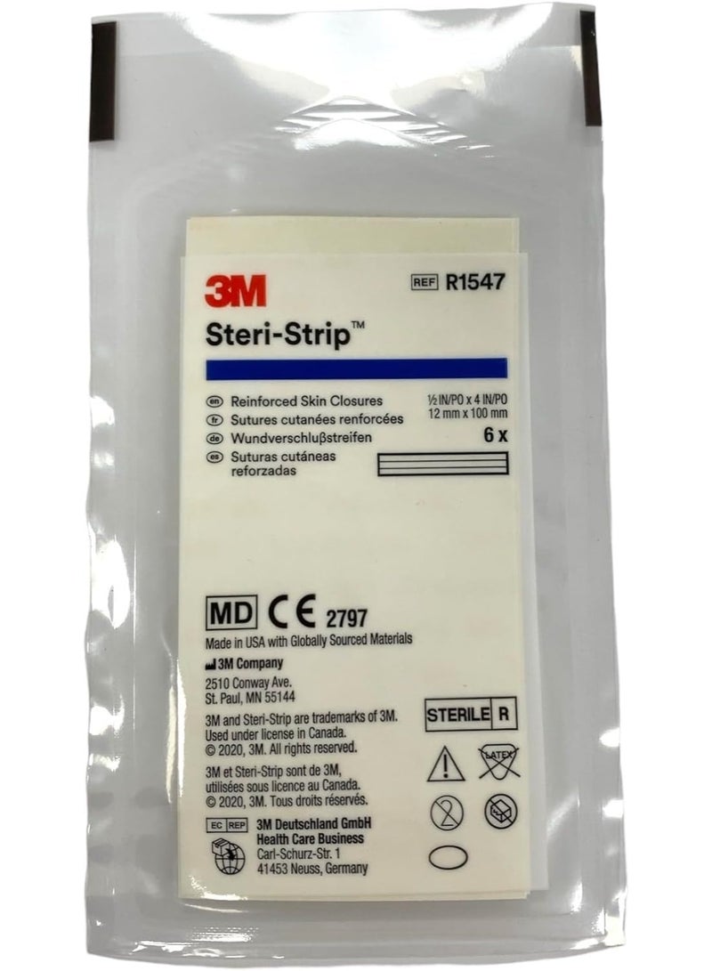 3M Steri-Strip 3M reinforced Skin Closures - 1/2 x 4 - 10 pack of 6 strip envelope (60 strips)
