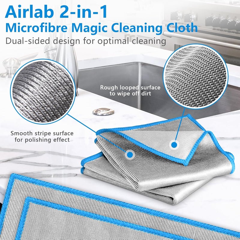 Airlab 6-Pack Microfiber Window Cleaning Cloths - Streak-Free, 30x30 cm, Blue - Image 4