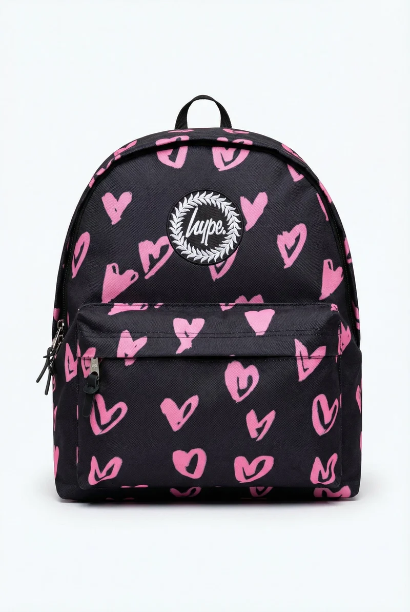 Just Hype HYPE Backpack Black Pink Scribble Heart