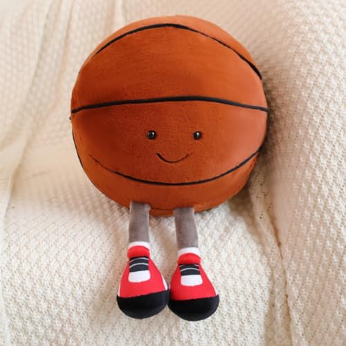 OUKEYI 11.8 "/30cm Basketball Plush Pillow, Soft Football Shaped Plush Pillow,Basketball/Football Plush Toy Sport Theme Plushie Soccer Stuffed Toys (Basketball) - Image 1