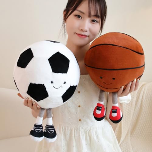 OUKEYI 11.8 "/30cm Basketball Plush Pillow, Soft Football Shaped Plush Pillow,Basketball/Football Plush Toy Sport Theme Plushie Soccer Stuffed Toys (Basketball) - Image 3