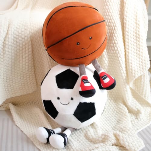OUKEYI 11.8 "/30cm Basketball Plush Pillow, Soft Football Shaped Plush Pillow,Basketball/Football Plush Toy Sport Theme Plushie Soccer Stuffed Toys (Basketball) - Image 2