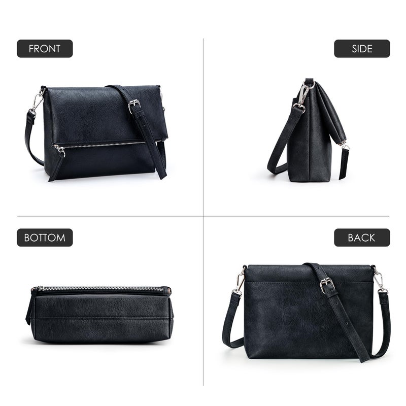 KALIDI Vintage Vegan Leather Crossbody Bag PU Shoulder Bag Handbag Multiple Pockets Adjustable Removable Strap Women - Image 5