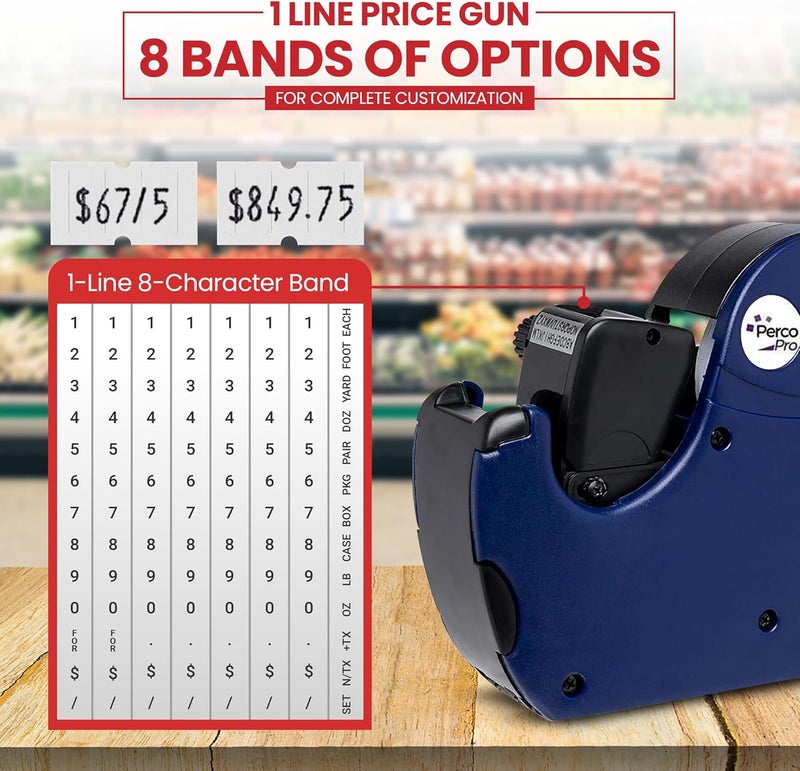 Perco Pro 1 Line Price Gun - Includes 1 Line Pricing Gun, Pre-Loaded Roll of 1,000 White Labels and Ink Roll - Image 3