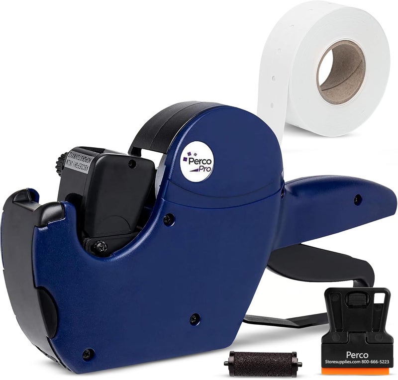Perco Pro 1 Line Price Gun - Includes 1 Line Pricing Gun, Pre-Loaded Roll of 1,000 White Labels and Ink Roll - Image 1