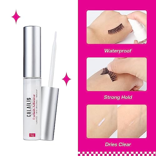 CALAILIS False Eyelash, Eye Makeup Lash 3D Faux Mink Fake Eyelash Long Natural Eyelashes 3 Pairs with 5g False Eyelash Glue (CS11) - Image 5