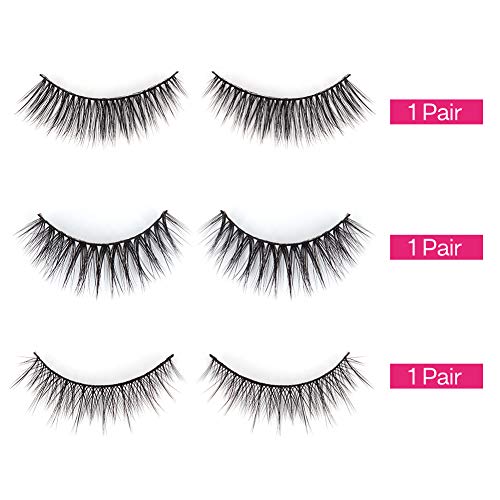 CALAILIS False Eyelash, Eye Makeup Lash 3D Faux Mink Fake Eyelash Long Natural Eyelashes 3 Pairs with 5g False Eyelash Glue (CS11) - Image 3