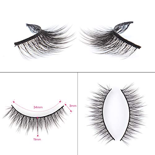 CALAILIS False Eyelash, Eye Makeup Lash 3D Faux Mink Fake Eyelash Long Natural Eyelashes 3 Pairs with 5g False Eyelash Glue (CS11) - Image 4