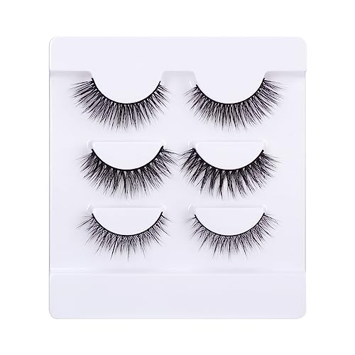 CALAILIS False Eyelash, Eye Makeup Lash 3D Faux Mink Fake Eyelash Long Natural Eyelashes 3 Pairs with 5g False Eyelash Glue (CS11) - Image 2
