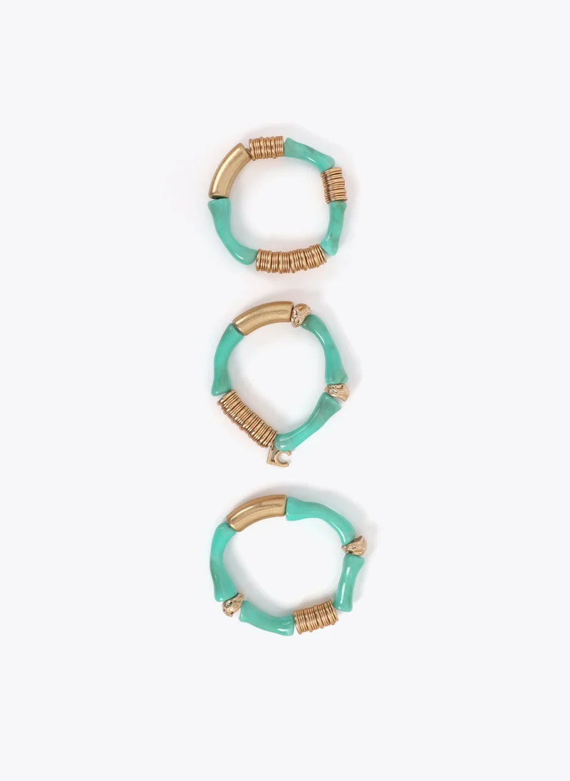 لولا كساديمونت Pack of stretch bracelets with bamboo-effect metal pieces