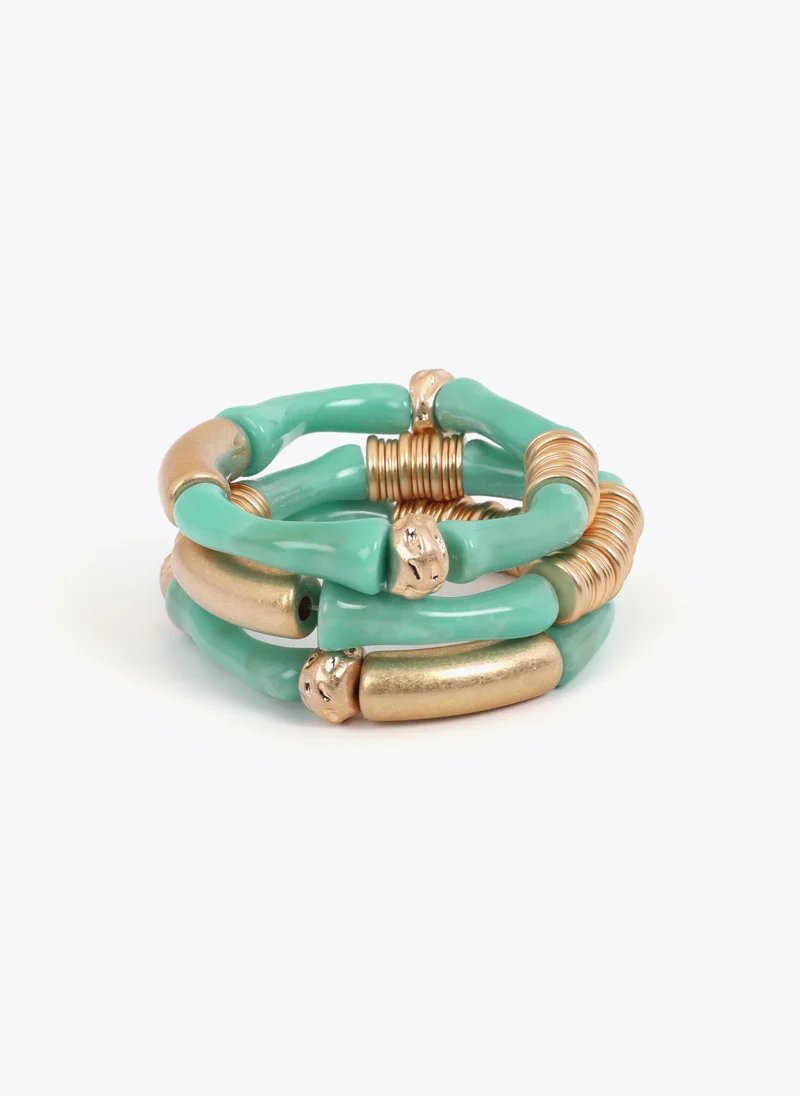 لولا كساديمونت Pack of stretch bracelets with bamboo-effect metal pieces
