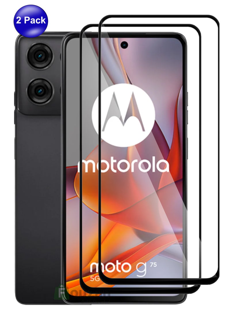Motorola Moto G75 5G - 2 Pack Tempered Glass Screen Protector - Delicate Touch , Higher Transparency , Easy to Install ,Anti-scratch and Bubble-free Screen Protector - Black - Image 1
