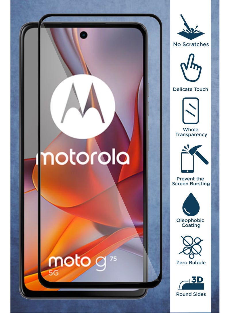 Motorola Moto G75 5G - 2 Pack Tempered Glass Screen Protector - Delicate Touch , Higher Transparency , Easy to Install ,Anti-scratch and Bubble-free Screen Protector - Black - Image 2