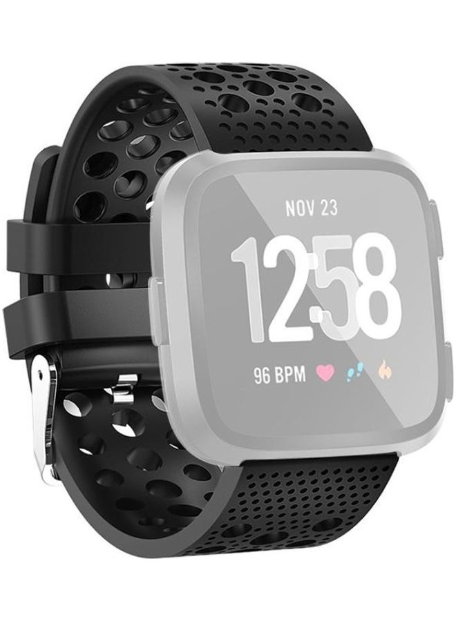 Smart Watch Venting Circle Hole Wrist Strap Watchband for Fitbit Versa Black - Image 1