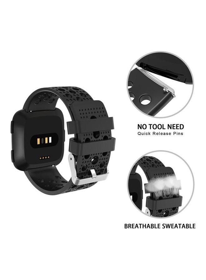 Smart Watch Venting Circle Hole Wrist Strap Watchband for Fitbit Versa Black - Image 2