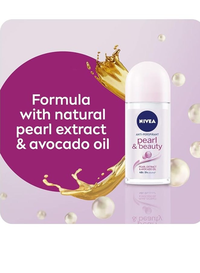 Nivea Pack Of 4 Nivea Pearl And Beauty Antiperspirant Roll On Deodorant 50 Ml - Image 4