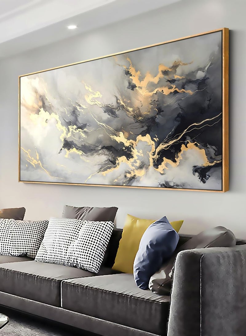 GUDOO Canvas Wall Art for Living Room Frameless Abstract Fluid Lines Marble Art Cloud Paintings Artwork Wall Decor for Living Room Home Office Decorations 50X100cm - Image 3