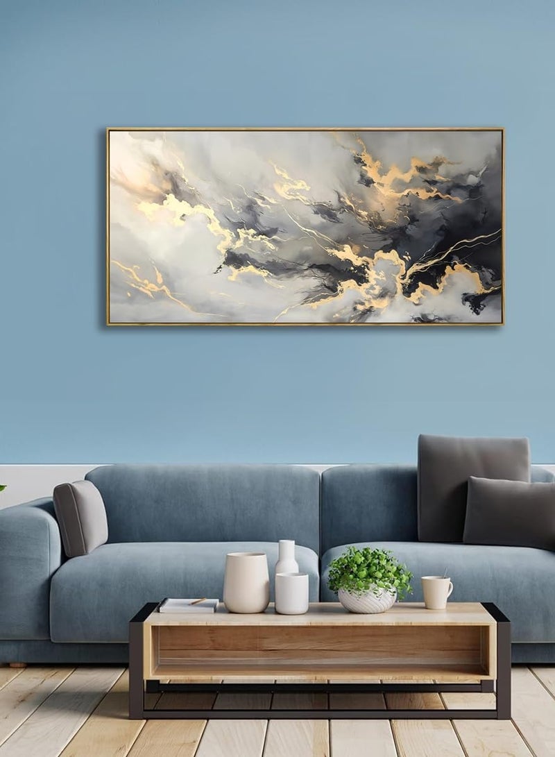 GUDOO Canvas Wall Art for Living Room Frameless Abstract Fluid Lines Marble Art Cloud Paintings Artwork Wall Decor for Living Room Home Office Decorations 50X100cm - Image 4