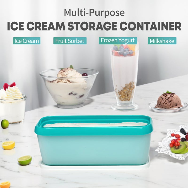 SveBake Ice Cream Storage Containers with Lids 2 PACK - 1.5 Quarts Homemade Ice Cream Tubs, Freezer Containers, Turquoise & Green - Image 4