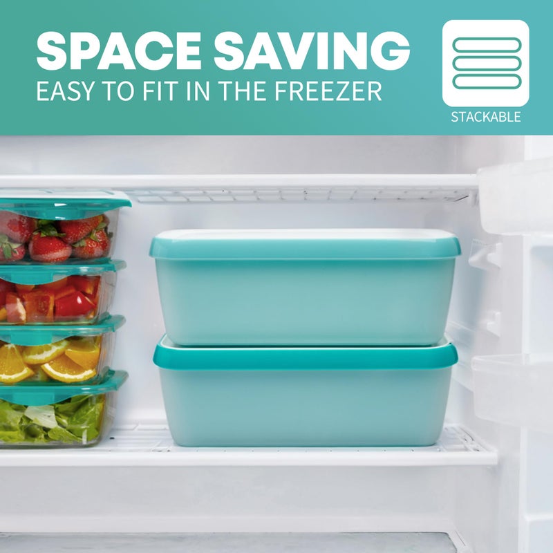 SveBake Ice Cream Storage Containers with Lids 2 PACK - 1.5 Quarts Homemade Ice Cream Tubs, Freezer Containers, Turquoise & Green - Image 3