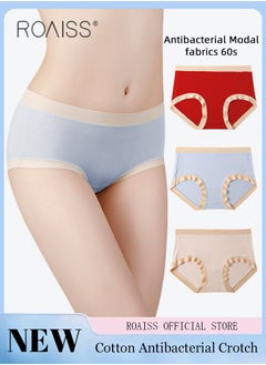 roaiss 3 Piece Breifs Set Women Safety Panties 60D High Elastic Soft Modal Ladies Underpants Breathable Antibacterial Stretch Shorts Women's Mid-rise Stretch Traceless Smooth Skinny Britches  - Image 1