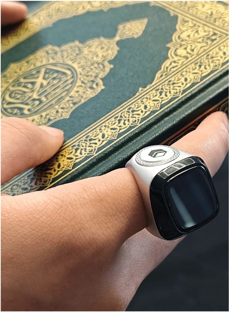 إيكيبلا عداد التسبيح الرقمي، IQIBLA SMART Zikr Ring معدني 20 ملم فضي، - Image 2