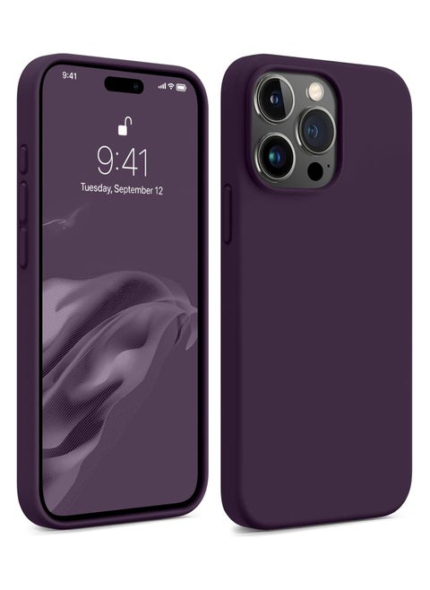 Silicone Case Compatible with iPhone 16 Pro Max, Slim Liquid Silicone Phone Case with 3-Layer Soft Rubber Shockproof Bumper with TPU Lining (Deep Purple)