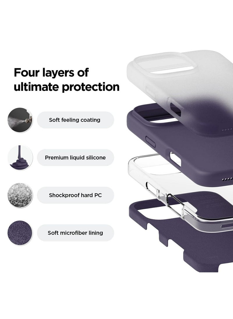 Generic - Silicone Case Compatible with iPhone 16 Pro Max, Slim Liquid Silicone Phone Case with 3-Layer Soft Rubber Shockproof Bumper with TPU Lining (Deep Purple) - Image 1