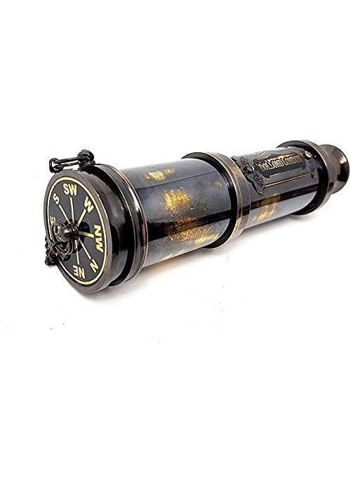 The Antique's Lab The Antiques Lab Brass Nautical 16 inches Antique Telescope Spyglass Replica in Leather Box Dollond Londons Hand held Spy Glass Sailors Decor  - Image 4