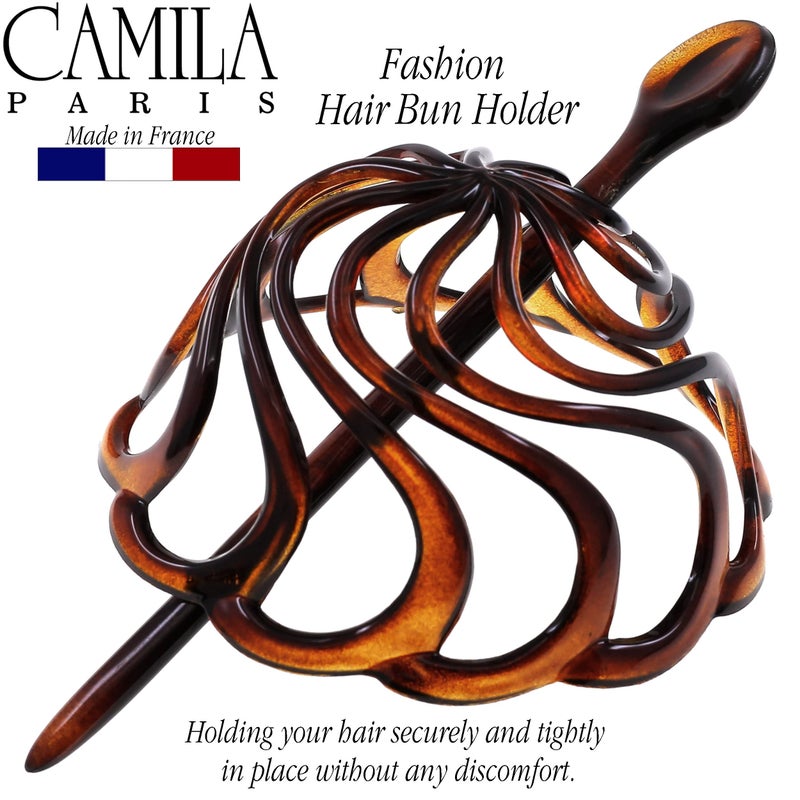 Camila Paris CP16 French Hair Bun Clip Maker Cover Cap Holder, Tortoise Shell, Round Dome Bun Hair Clip for Women Hair Updo, Styling Hair Bun Accessories for Women, No Slip and Durable, Made in France - Image 5