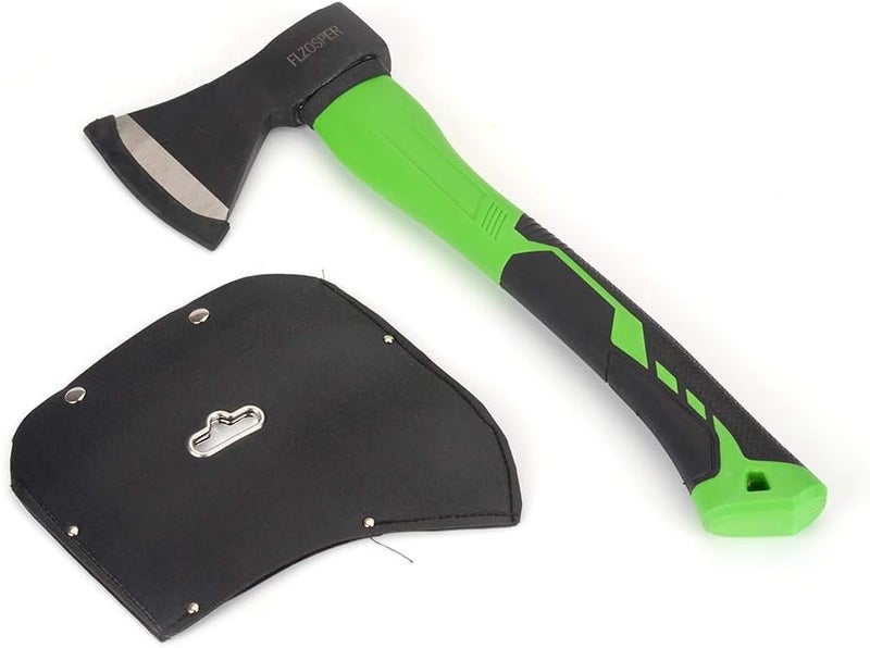 FLZOSPER Chopping Axe,15” Camping Hatchet，Forged Steel Wood Splitting Tool with Strong Fiberglass Handle and Anti-Slip Grip with Anti-Slip Grip-Even Free Head Cover - Image 1