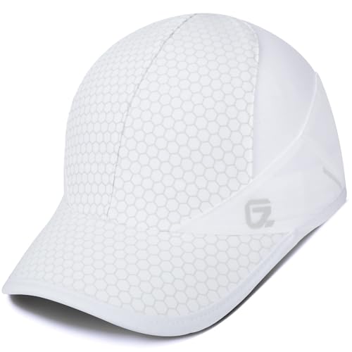 GADIEMKENSD Sport Cap,Soft Folding Brim Lightweight Running Hat Breathable Baseball Cap Quick Dry Sport Caps Cooling Portable Sun Hats for Men and Woman Performance Cloth Workouts and Outdoor Activities White - Image 1