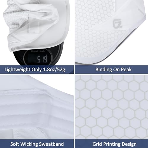 GADIEMKENSD Sport Cap,Soft Folding Brim Lightweight Running Hat Breathable Baseball Cap Quick Dry Sport Caps Cooling Portable Sun Hats for Men and Woman Performance Cloth Workouts and Outdoor Activities White - Image 5