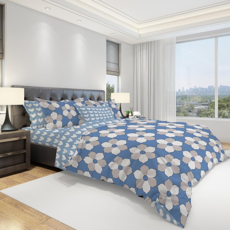 Amali  4 Pieces Bedsheet Set Single Size (120 x 200+35cm) Including 1 Duvet Cover 1 Fitted Sheet 1 Oxford & 1 Standard Pillowcases Durable & Long Lasting Quality - Image 1