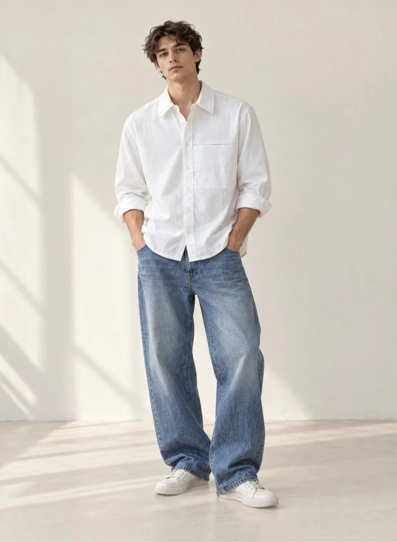 فكتور اند جين Cotton Stretch Boxy Fit Shirt