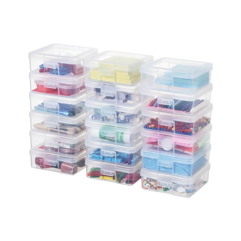 novelinks Plastic Clear Storage Containers for Organizing, Craft Storage Organizers and Stackable Storage Bins with Lids for Pencil Box, Bead, Cookie Cutter, Board Game (18 Pack Small) - Image 2