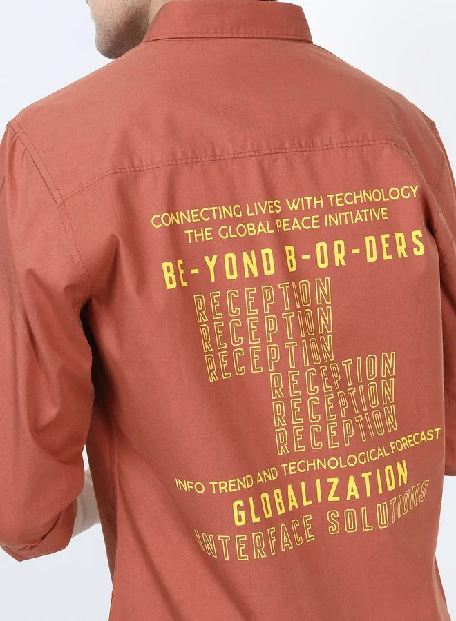 HIGHLANDER Back Typographic Print Shirt with Long Sleeves by Styli