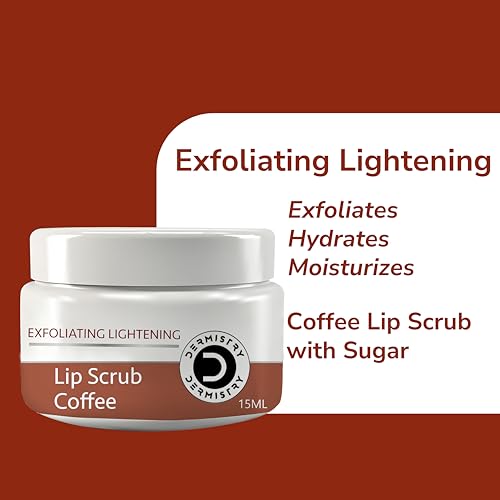 Dermistry Coffee Sugar Lip Scrub Balm for Dry Dark Pigmented & Chapped Lips Exfoliating Pigmentation Removal Lip Scrub with Shea Butter & Coconut Oil 15ml - Image 2