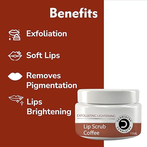 Dermistry Coffee Sugar Lip Scrub Balm for Dry Dark Pigmented & Chapped Lips Exfoliating Pigmentation Removal Lip Scrub with Shea Butter & Coconut Oil 15ml - Image 4