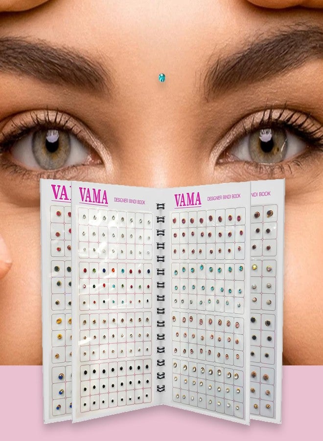 VAMA Fashions Self Adhesive Multicolor Round Crystal Stone Traditional Forehead Bindi Sticker Booklet Pack for Women & Girls - 480 Bindi Stickers - Image 2