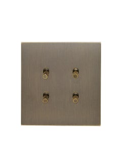 Donmarco 4 Gang 2 Way Light Switch (86) – Plain Toggle Design – Stainless Steel Panel, Fire-Resistant Electric Switch, 15-Year Warranty, Wall Switch for Home and Office (Light Antique Brass)  - Image 1