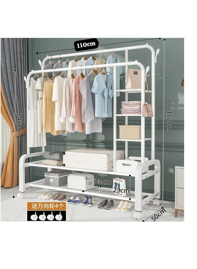 Heavy Duty Clothes Rail Metal Double Garment Rack Hanging Rod with and 2-Tier Shelves Storage Display Stand Max. Load 60 Kg for Home Garment Storage Indoor - Image 4