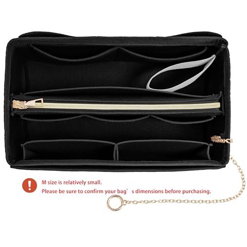 ATSEKTZ Purse Organizer Insert, Handbag Organizer with Zipper, Tote Shaper with Cup Holder & Keychain, Compatible with LV, Neverfull, MK, COACH, Longchamp, Kate Spade – Black Med - Image 2