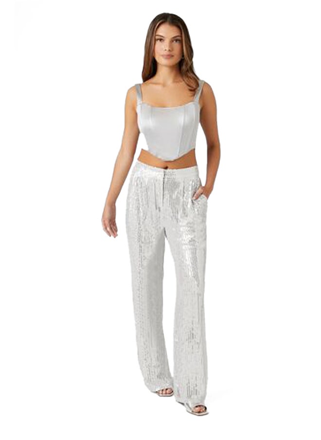 Low-Rise Sequin Pants