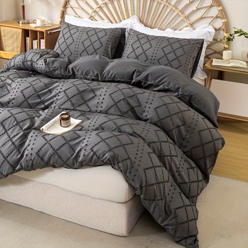3pcs Dot Wave Western Cut Flowers Solid Color Down Comforter Cover Set (Comforter And Pillow Inserts Not Included) - Image 5