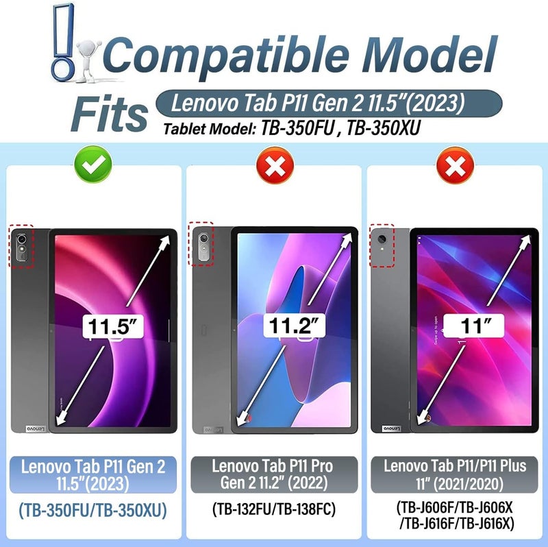 RTSY Keyboard Case for Lenovo Tab P11 2nd Gen (11.5 Inch) 2022 Released (TB350FU/ TB350XU) with 7 Color Backlit & Trackpad, Slim Smart Cover with Magnetically Detachable Wireless Bluetooth Keyboard - Image 2